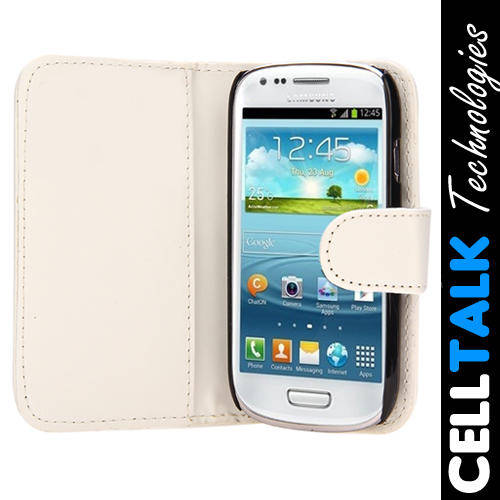 Flip Wallet Leather Case For Samsung Galaxy S3 Mini i8190 WHITE